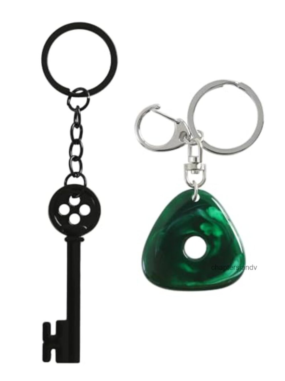 2PCS Key & Stone Keychain Set Alloy Resin Pendant Charm